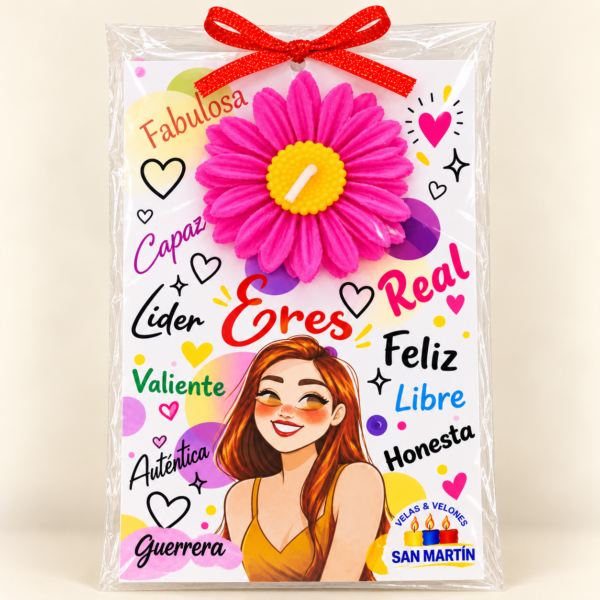 Tarjeta decorativa Fabulosa con vela floral tarjeta de flor rosada para ocasiones Momentos Velas y velones San Martín